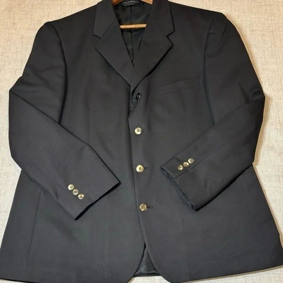 von furstenberg black men’s dinner jacket suit blazer coat w/metal buttons. 46R - Picture 9 of 15